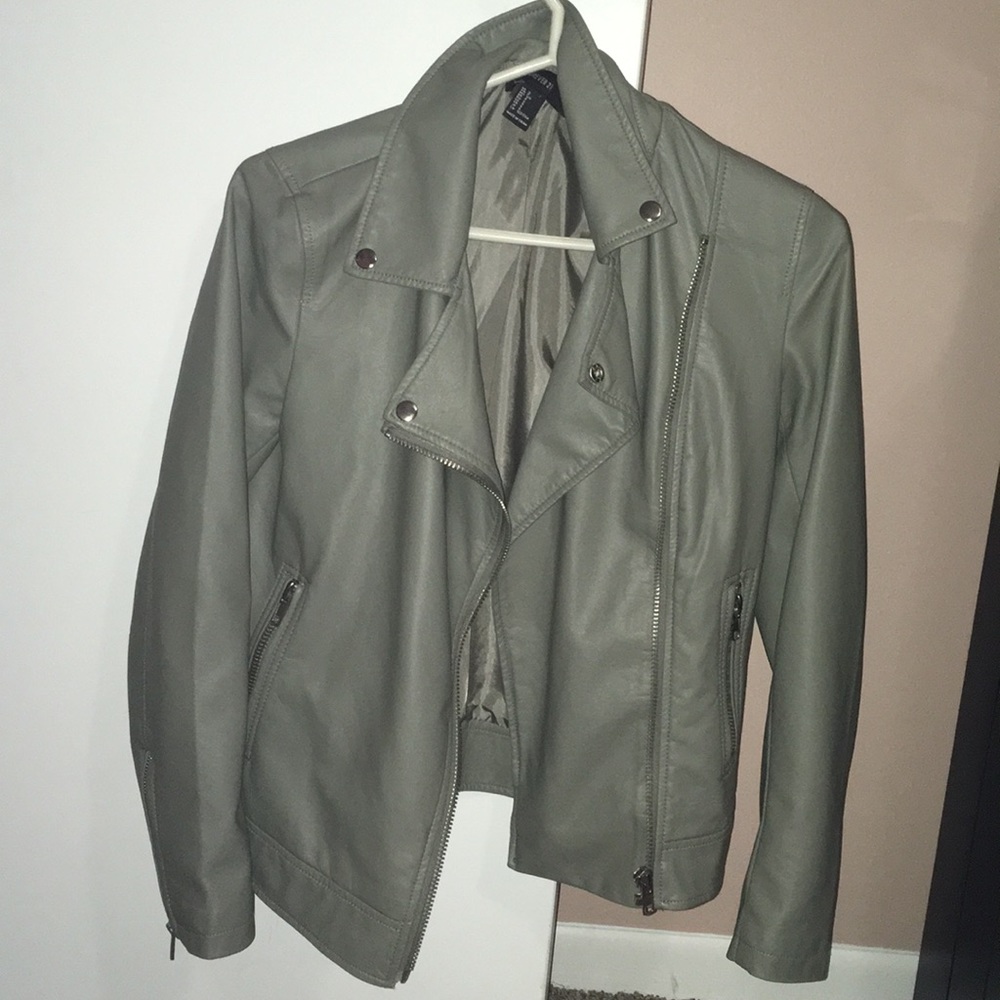 Green leather jacket from forever 21